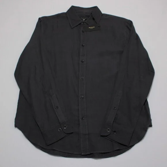 Rag & Bone NWT Finch Gauze Casual Button Down Shirt Size M in Dark Gray Stripes